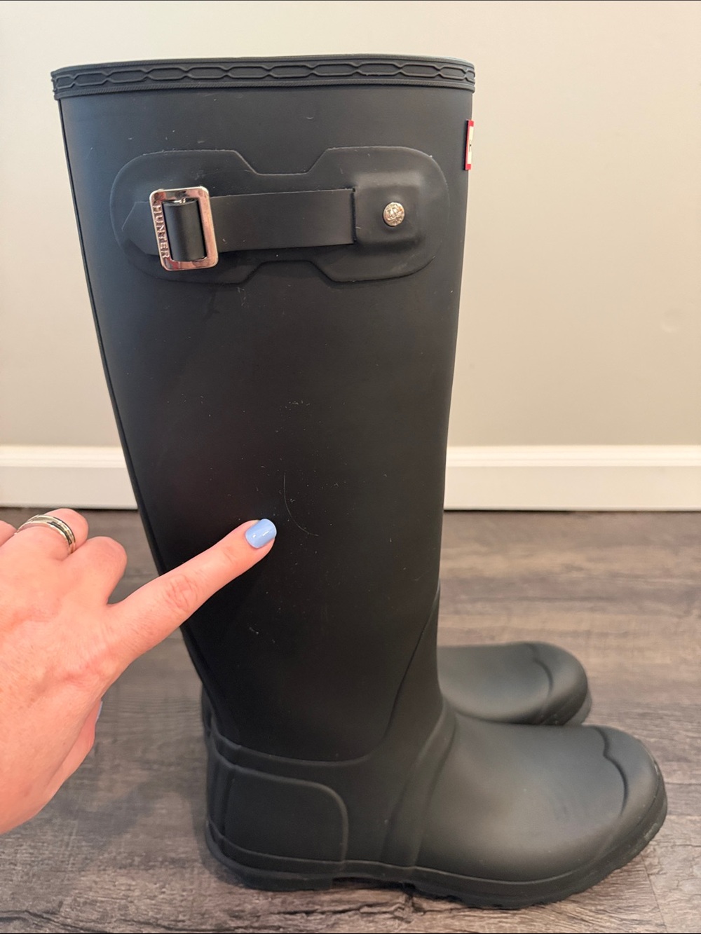 Hunter Women's 10 Matte Black Original Wellington Tall Waterproof Rain Boots - Picture 9 of 10